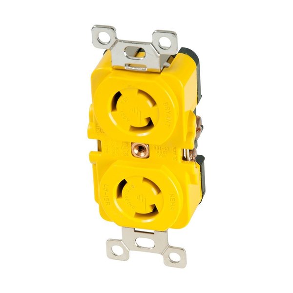 Marinco Locking Receptacle - 15A, 125V - Yellow 4700CR